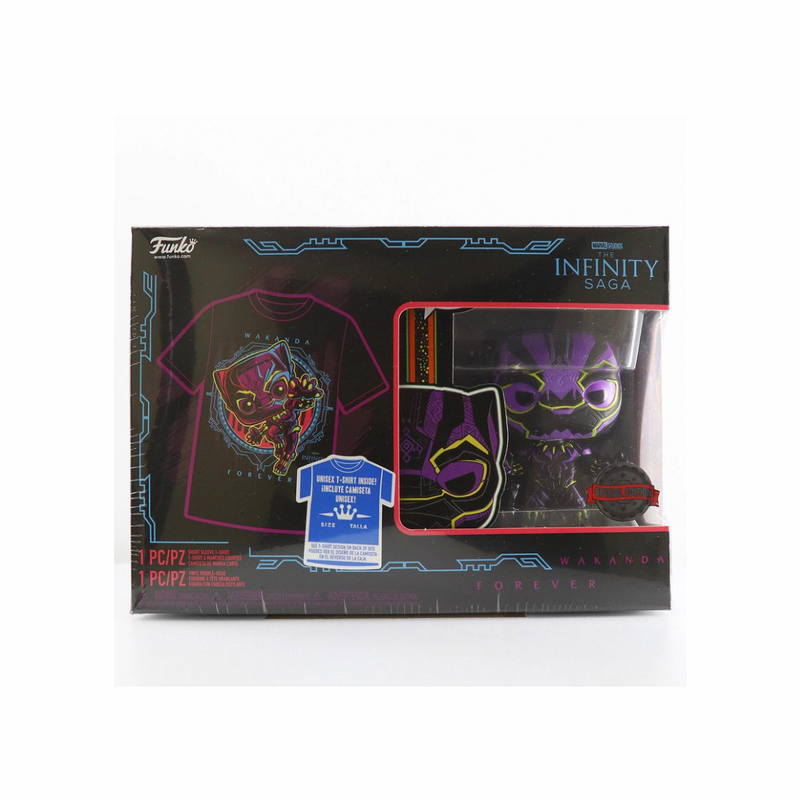 FUNKO POP BLACK LIGHT- BLACK PANTHER POP & TEES (SPECIAL EDITION) EXCLUSIVE